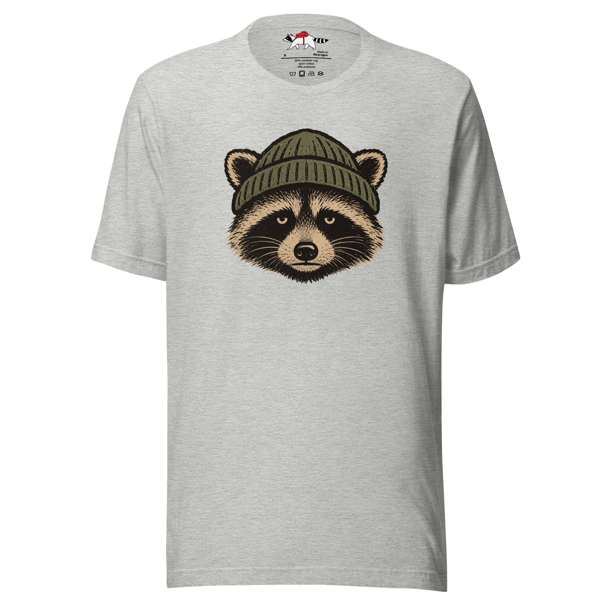 Unamused Raccoon Beanie T-Shirt - Image 5