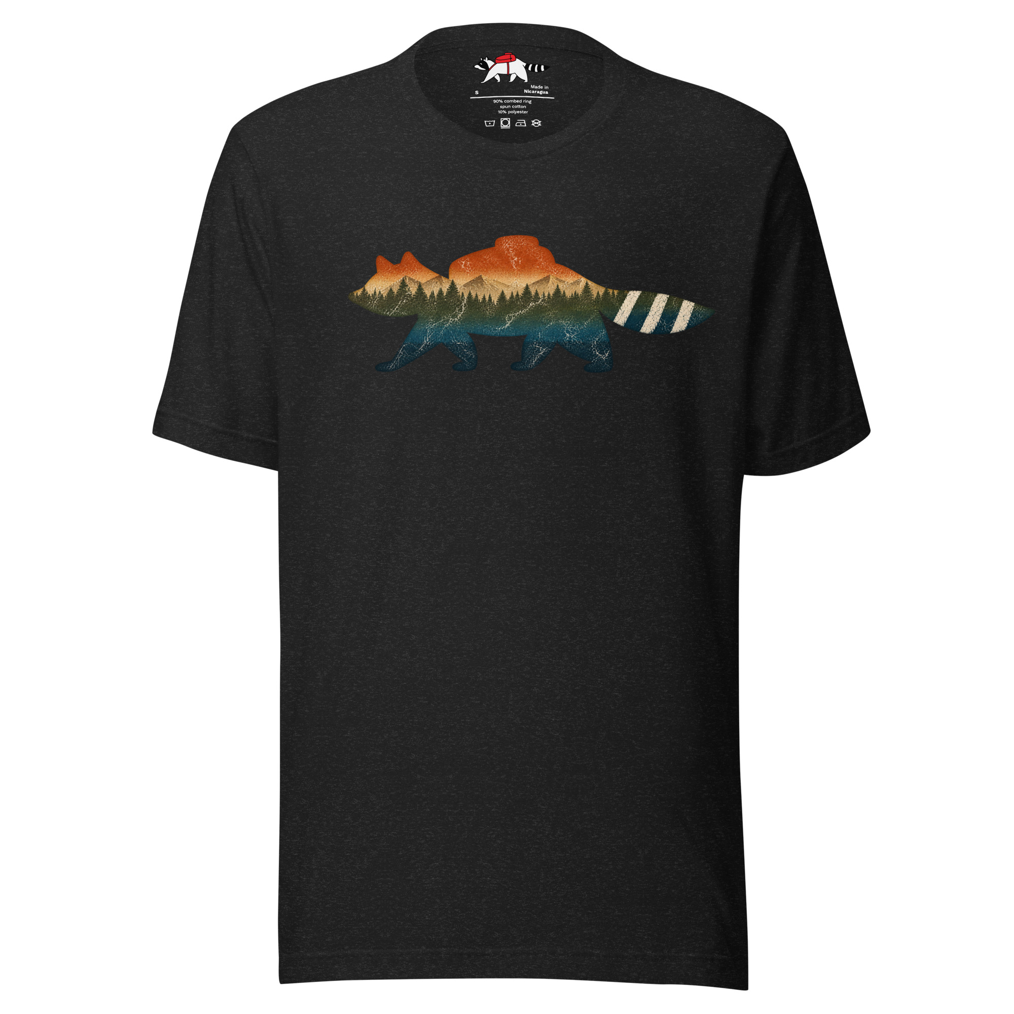Multicolored Mountain Raccoon Silhouette T-Shirt - Image 2