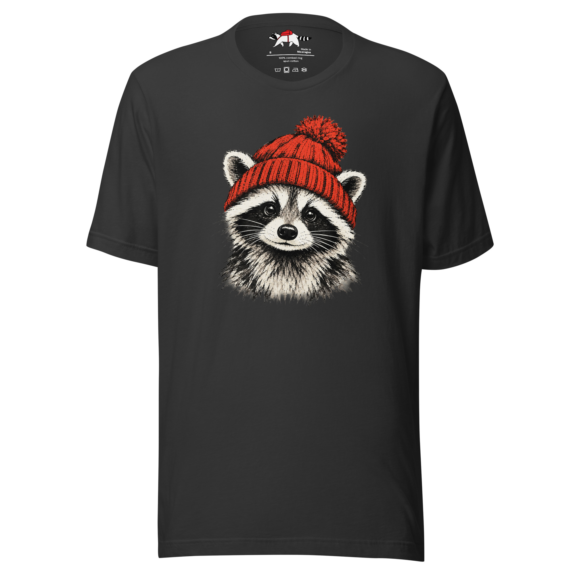 Red Beanie Raccoon T-Shirt - Image 7