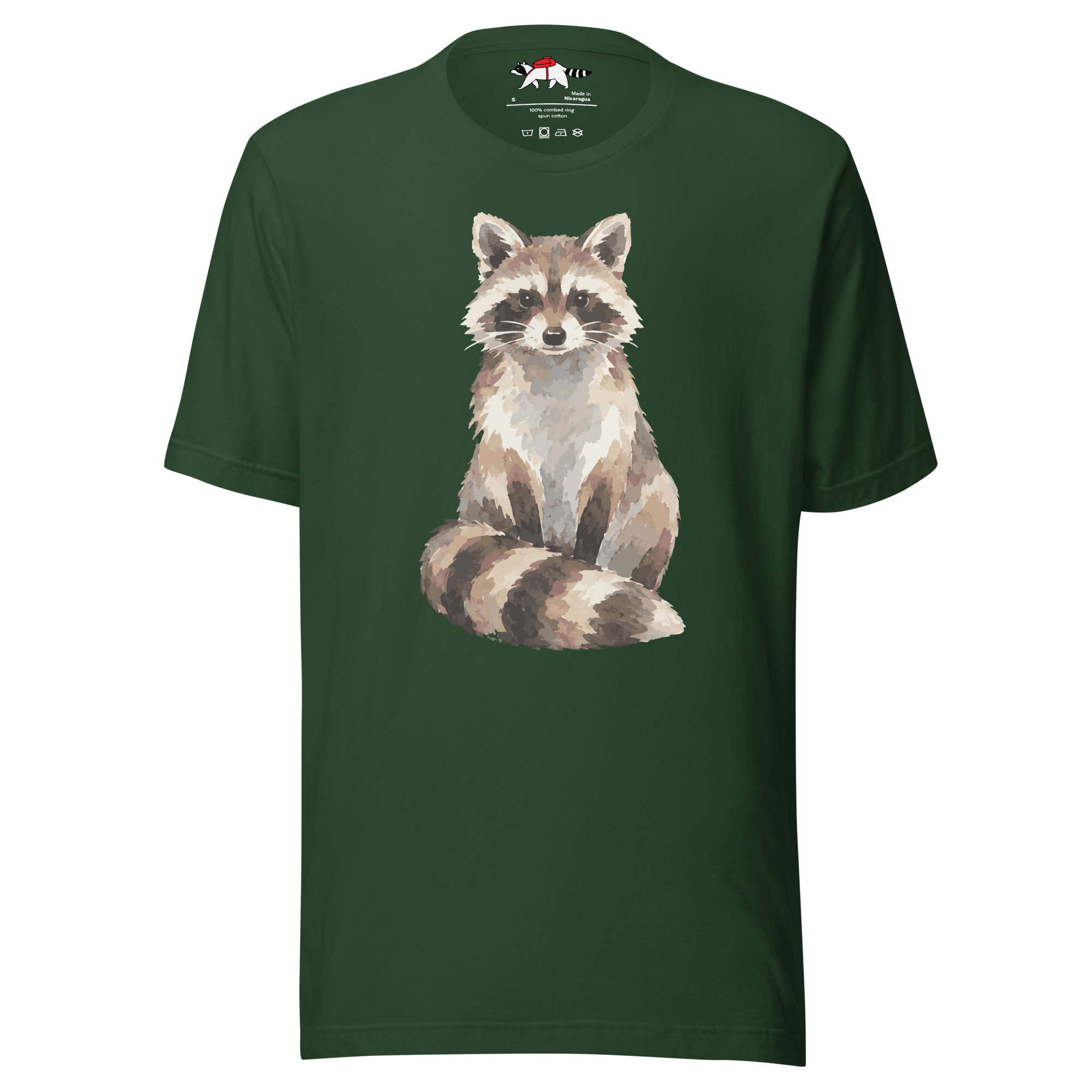 Watercolor Bandit Raccoon T-Shirt - Image 2