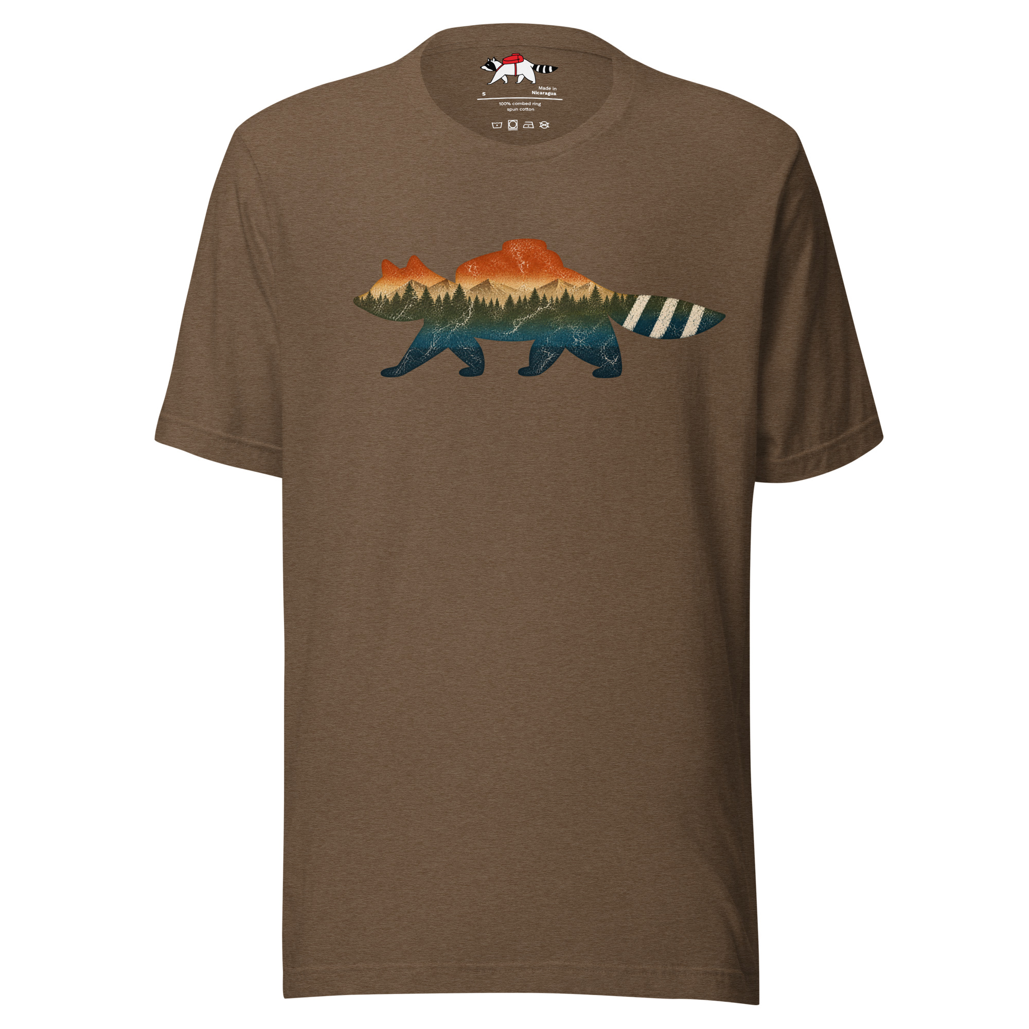 Multicolored Mountain Raccoon Silhouette T-Shirt - Image 5