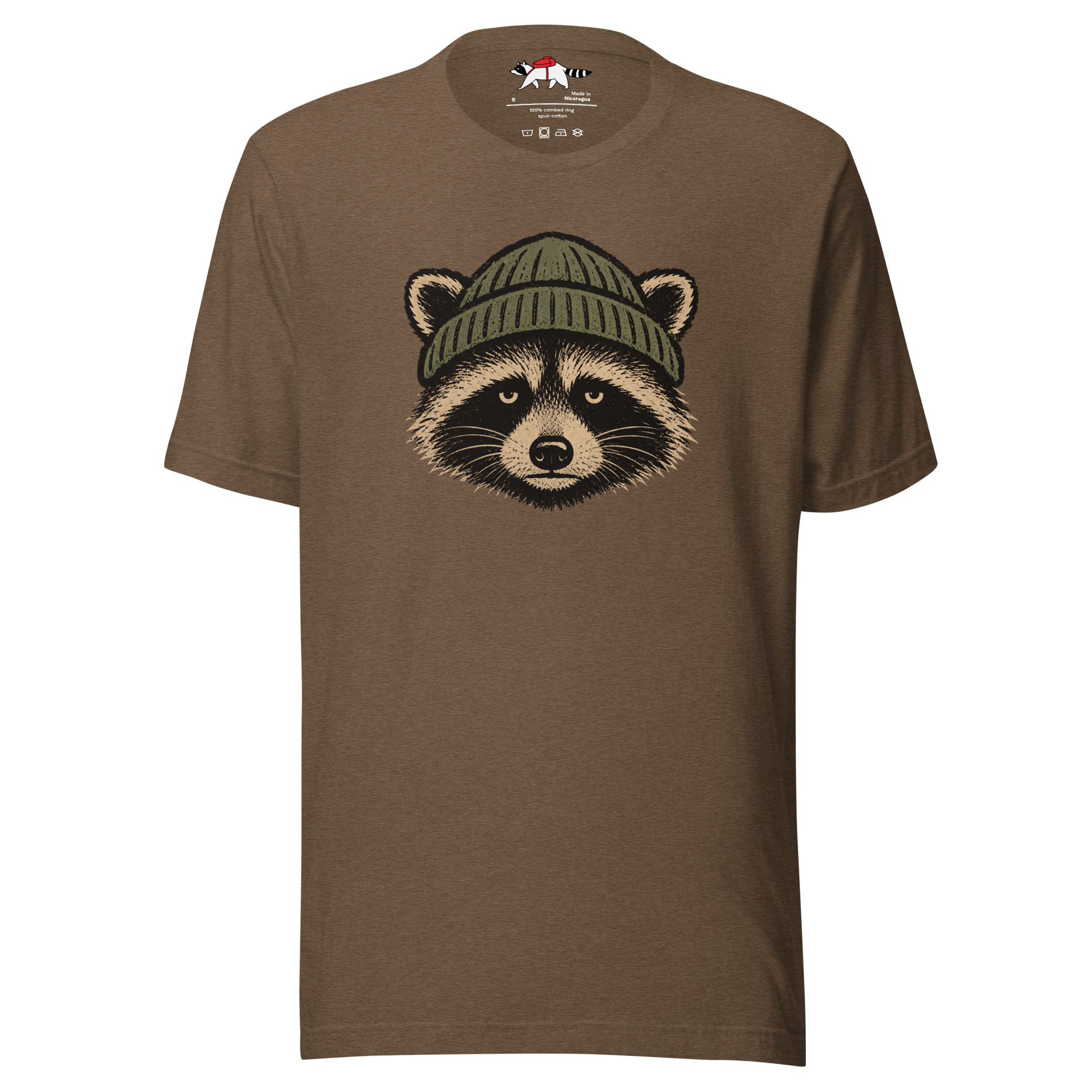 Unamused Raccoon Beanie T-Shirt - Image 2