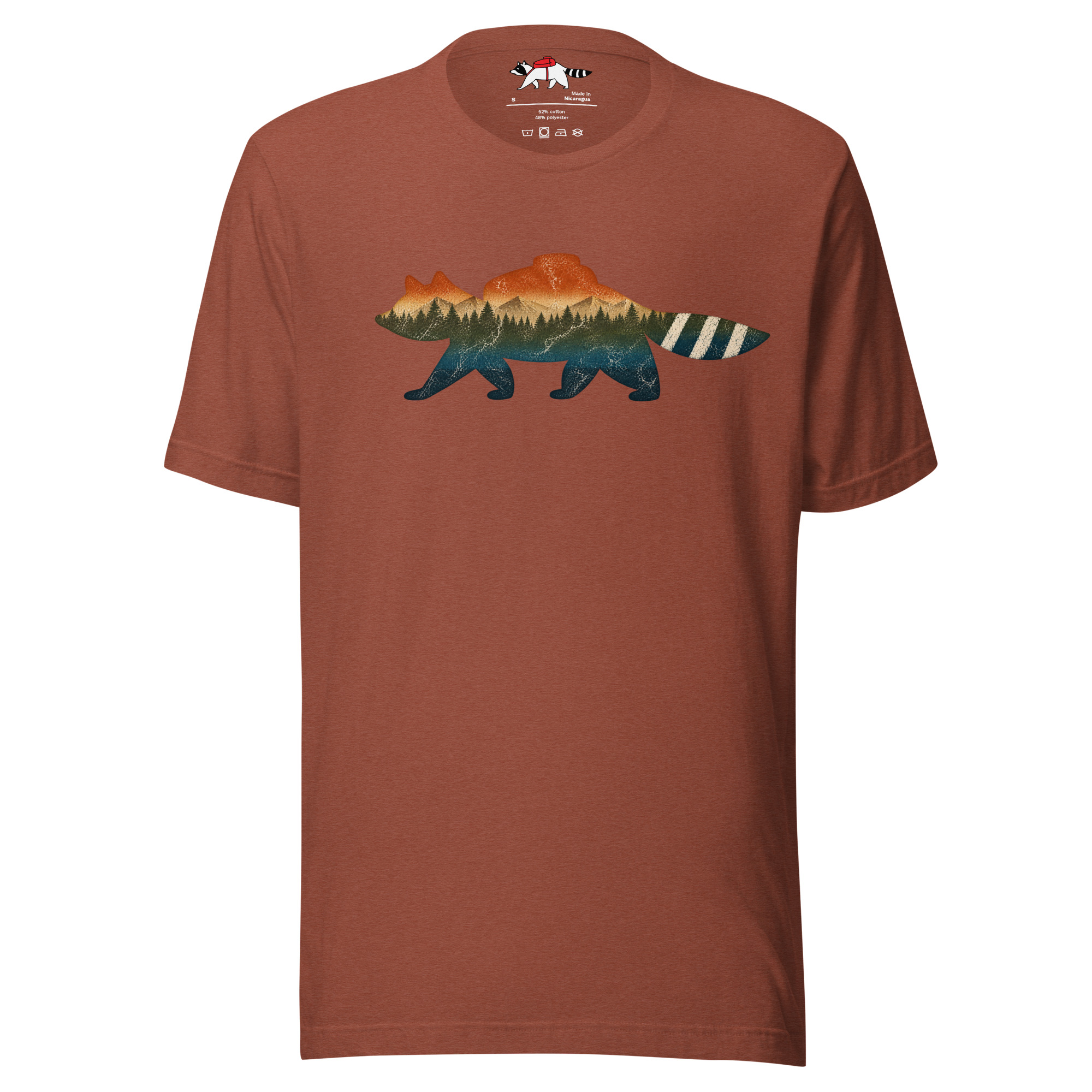 Multicolored Mountain Raccoon Silhouette T-Shirt - Image 6