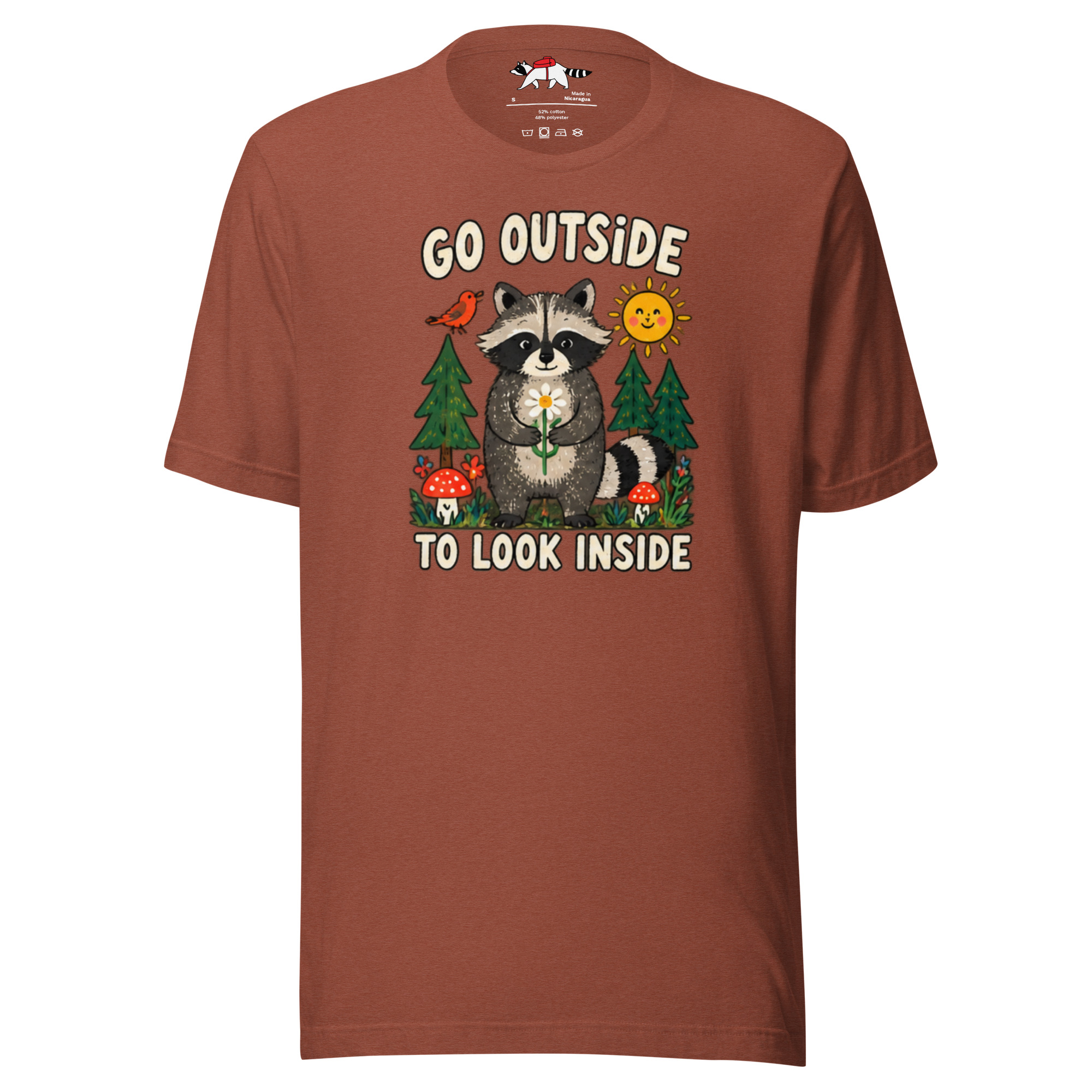 Go Outside to Look Inside Raccoon T-Shirt - Image 2
