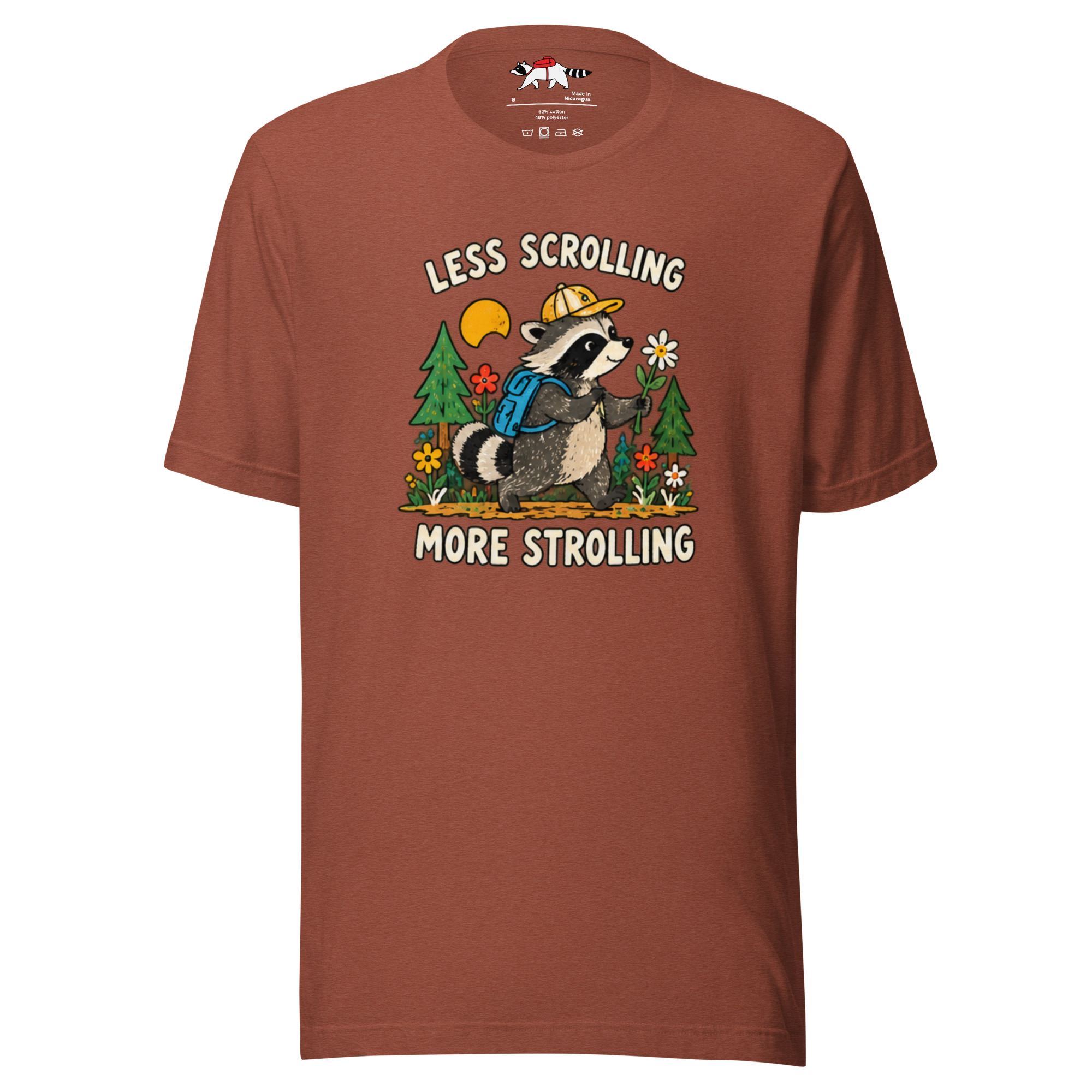 Less Scrolling More Strolling Raccoon T-Shirt - Image 2