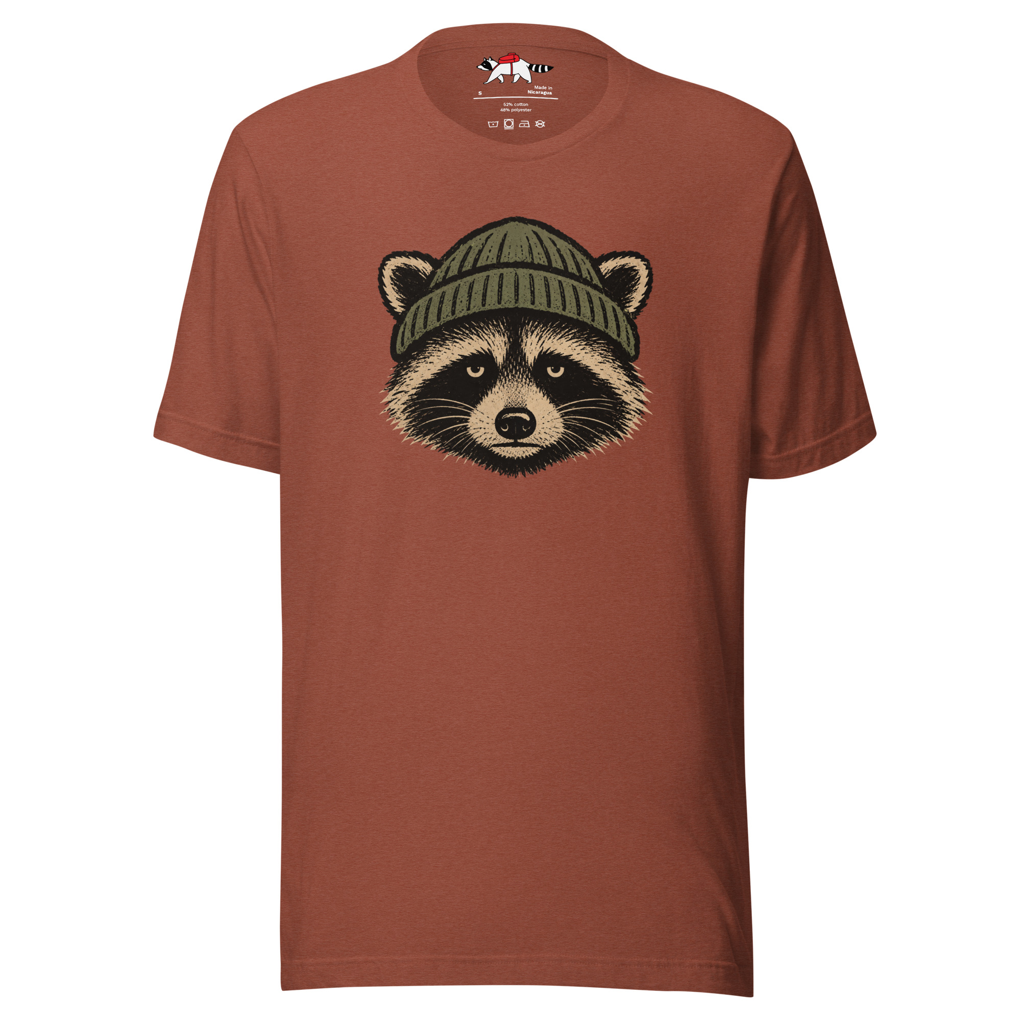 Unamused Raccoon Beanie T-Shirt - Image 3