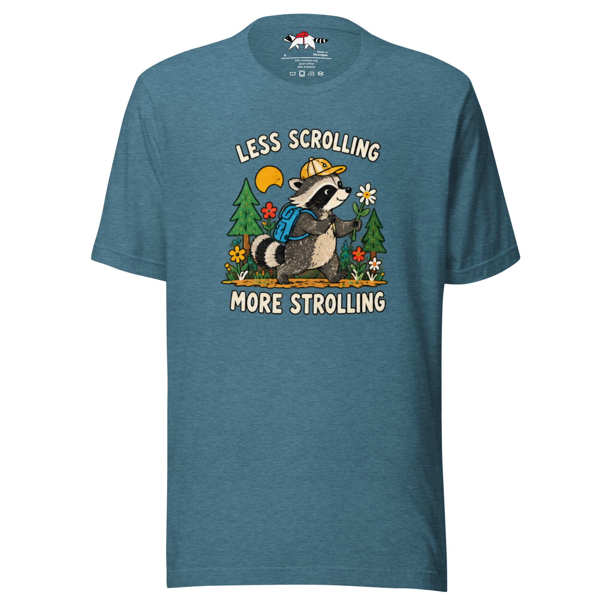 Less Scrolling More Strolling Raccoon T-Shirt - Image 5