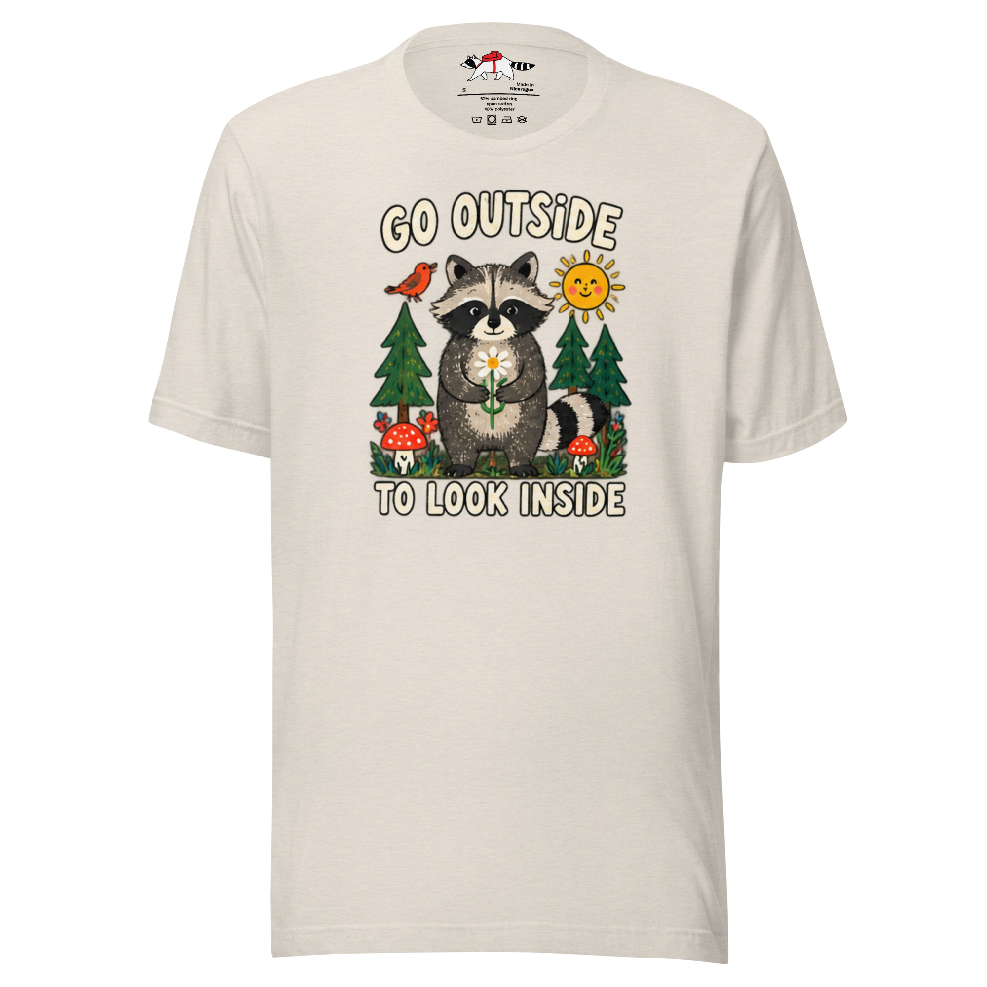 Go Outside to Look Inside Raccoon T-Shirt - Image 9