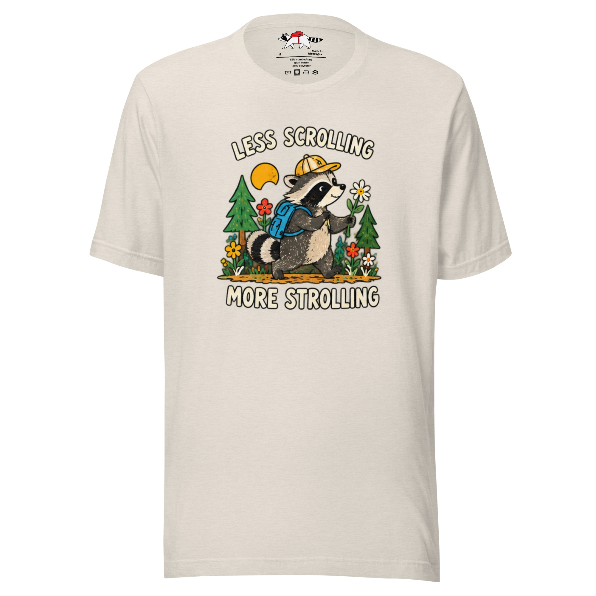 Less Scrolling More Strolling Raccoon T-Shirt - Image 4