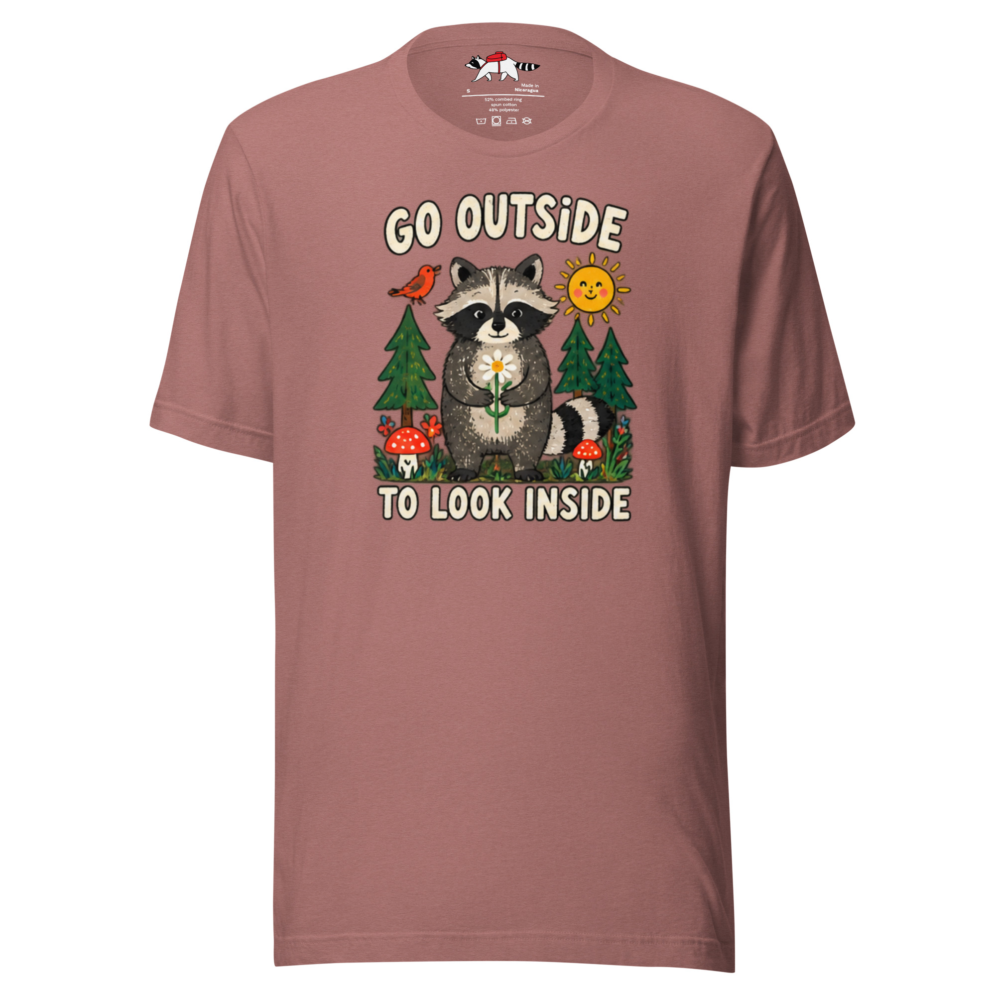 Go Outside to Look Inside Raccoon T-Shirt - Image 3