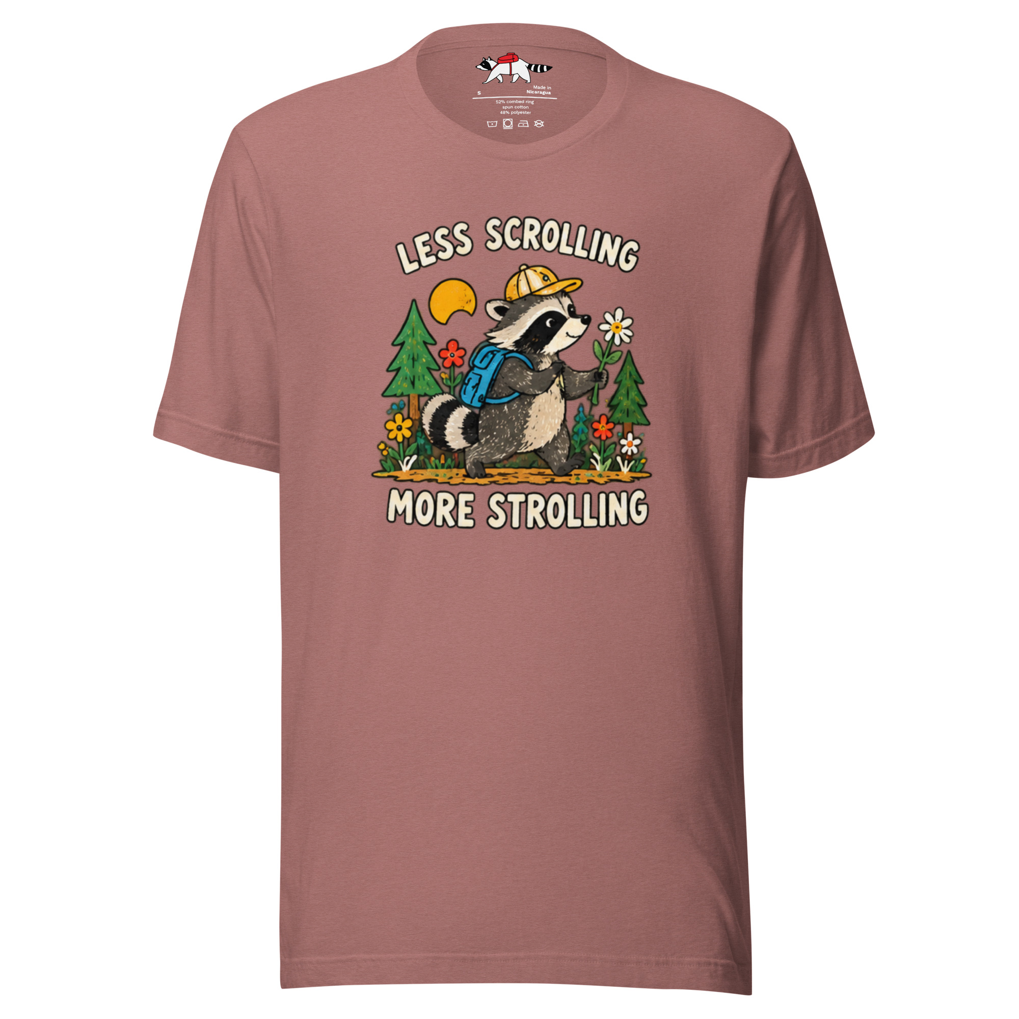 Less Scrolling More Strolling Raccoon T-Shirt - Image 6