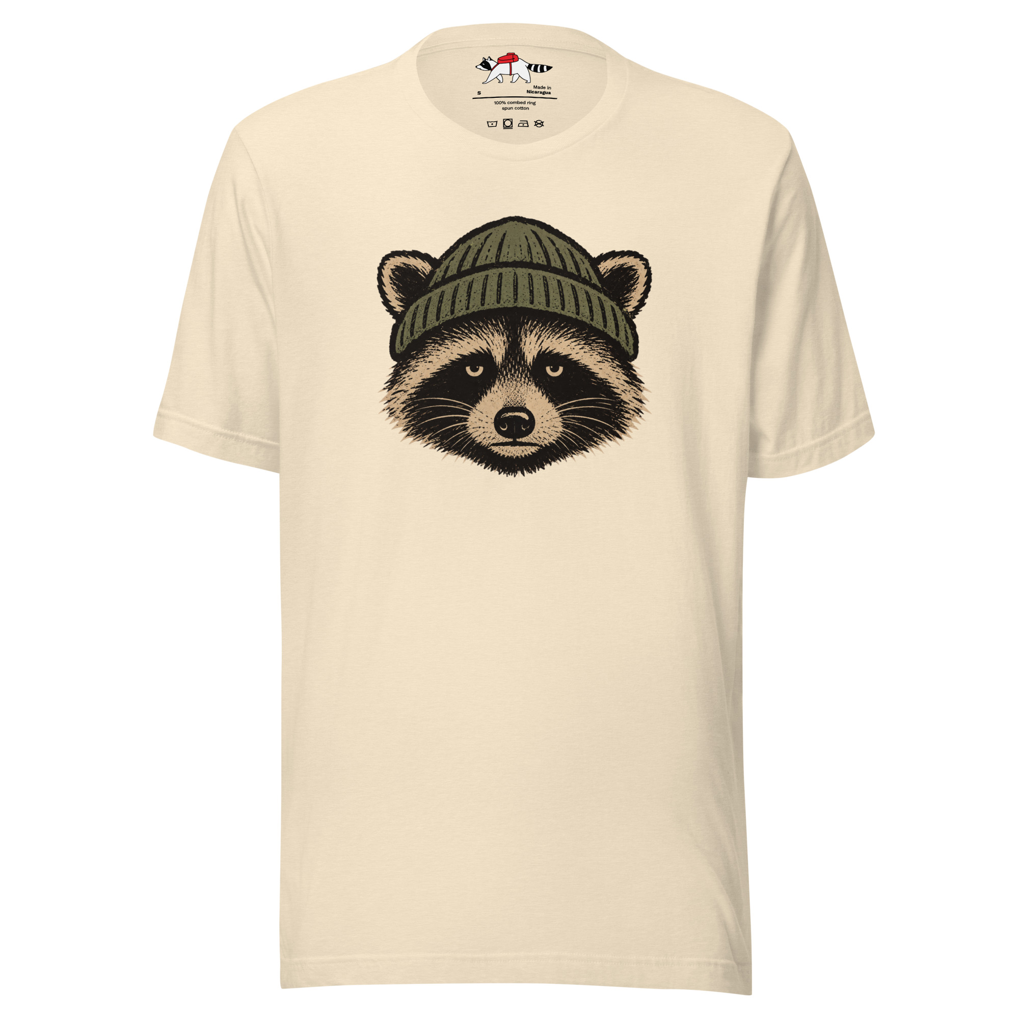 Unamused Raccoon Beanie T-Shirt - Image 8