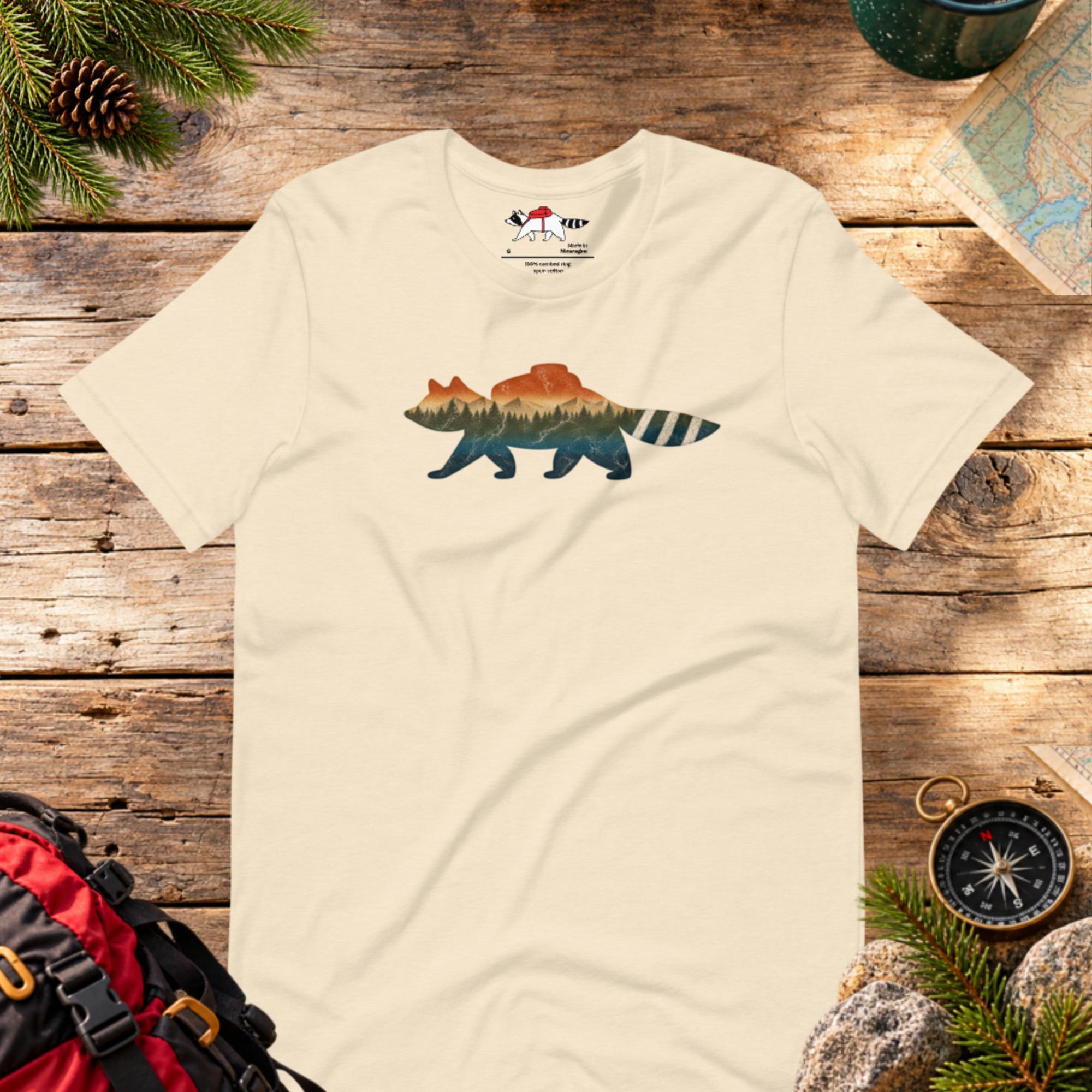 Multicolored Mountain Raccoon Silhouette T-Shirt