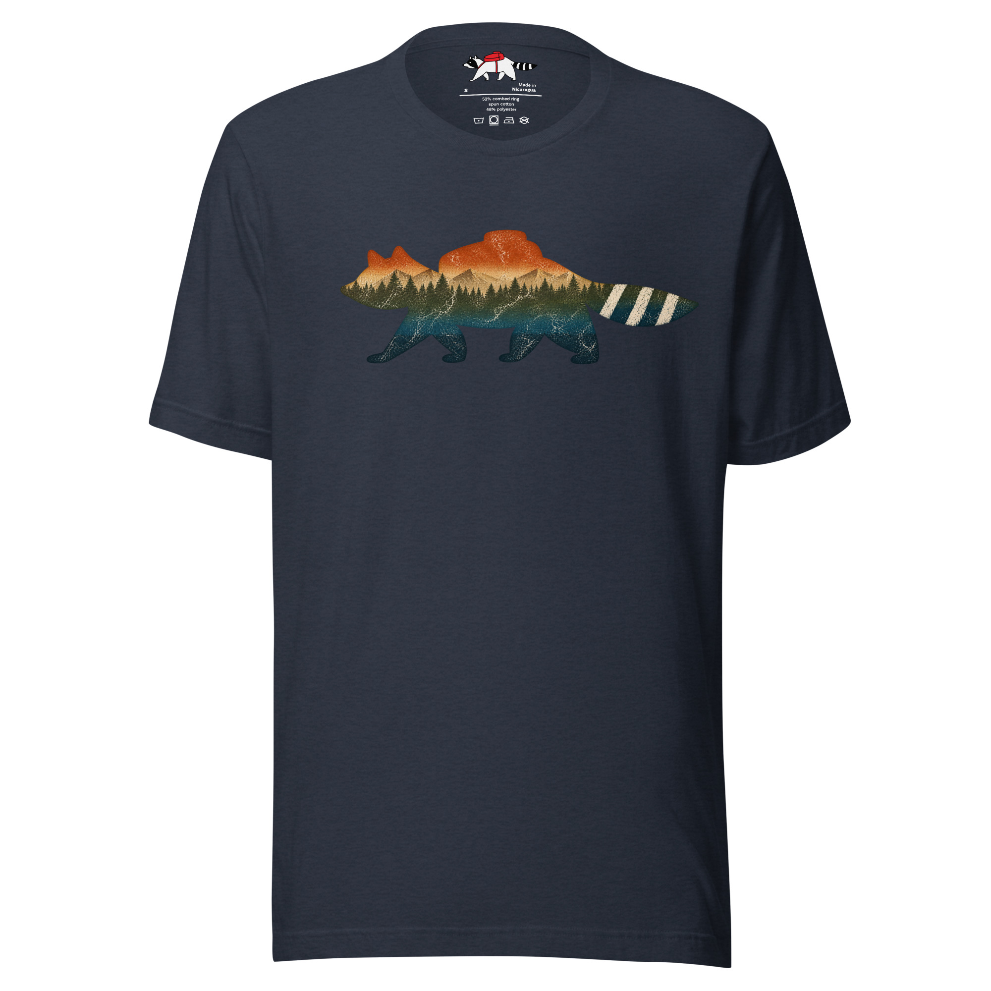 Multicolored Mountain Raccoon Silhouette T-Shirt - Image 4