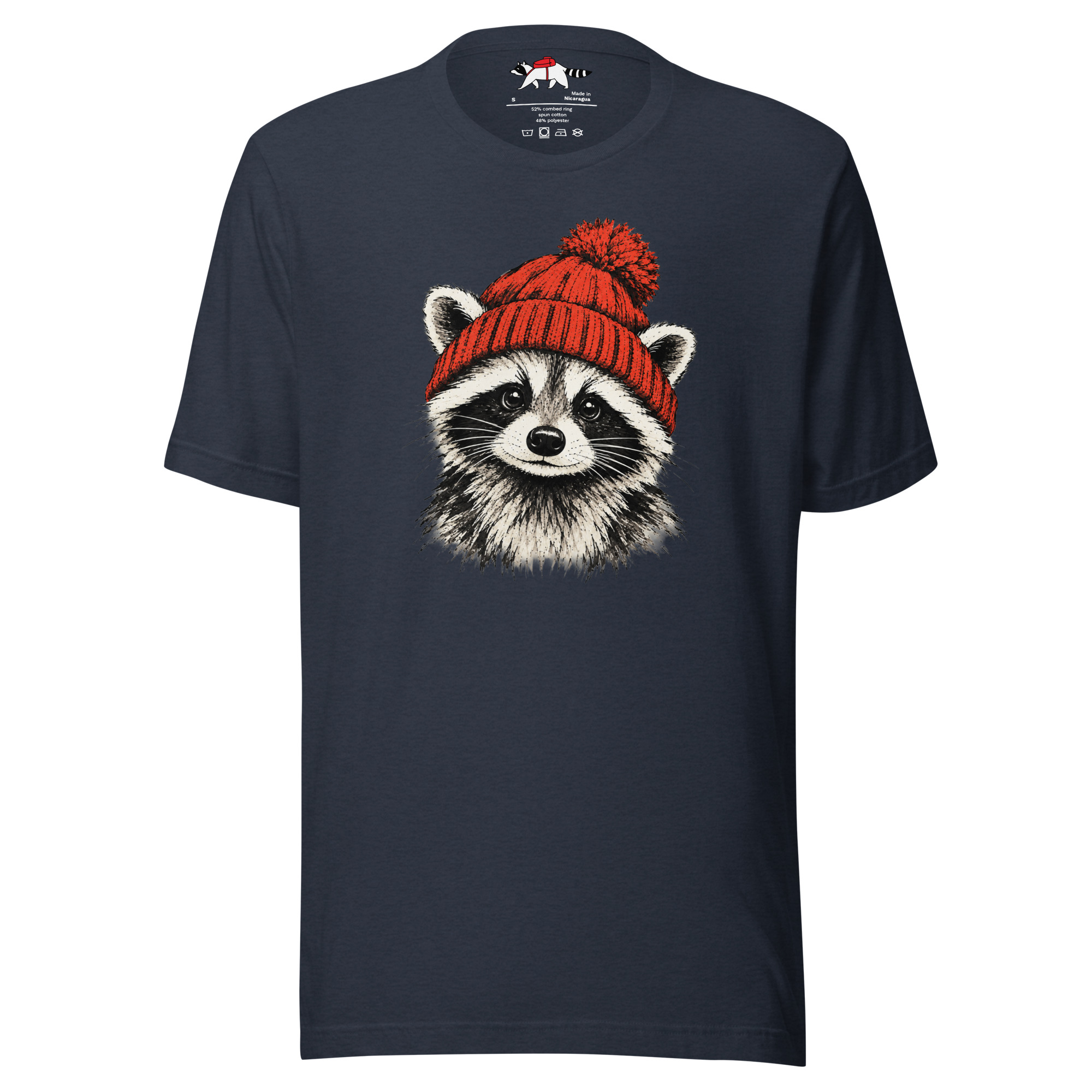 Red Beanie Raccoon T-Shirt - Image 6