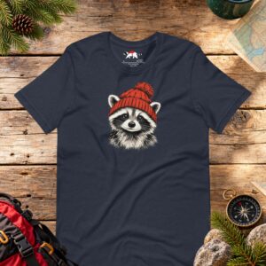 Red Beanie Raccoon T-Shirt