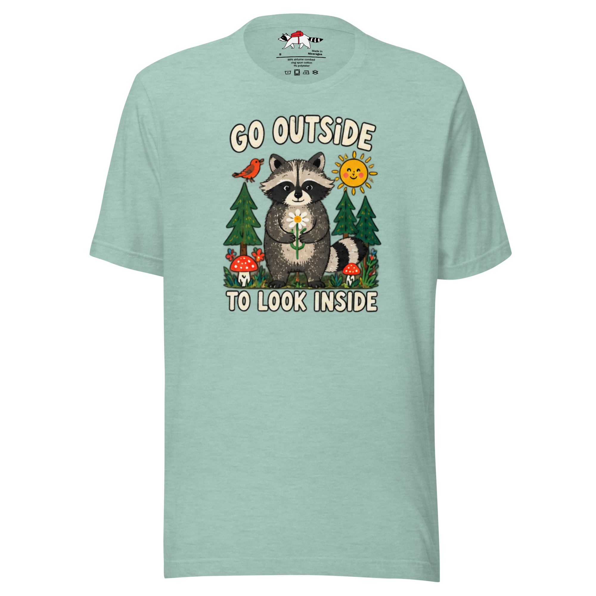 Go Outside to Look Inside Raccoon T-Shirt - Image 7