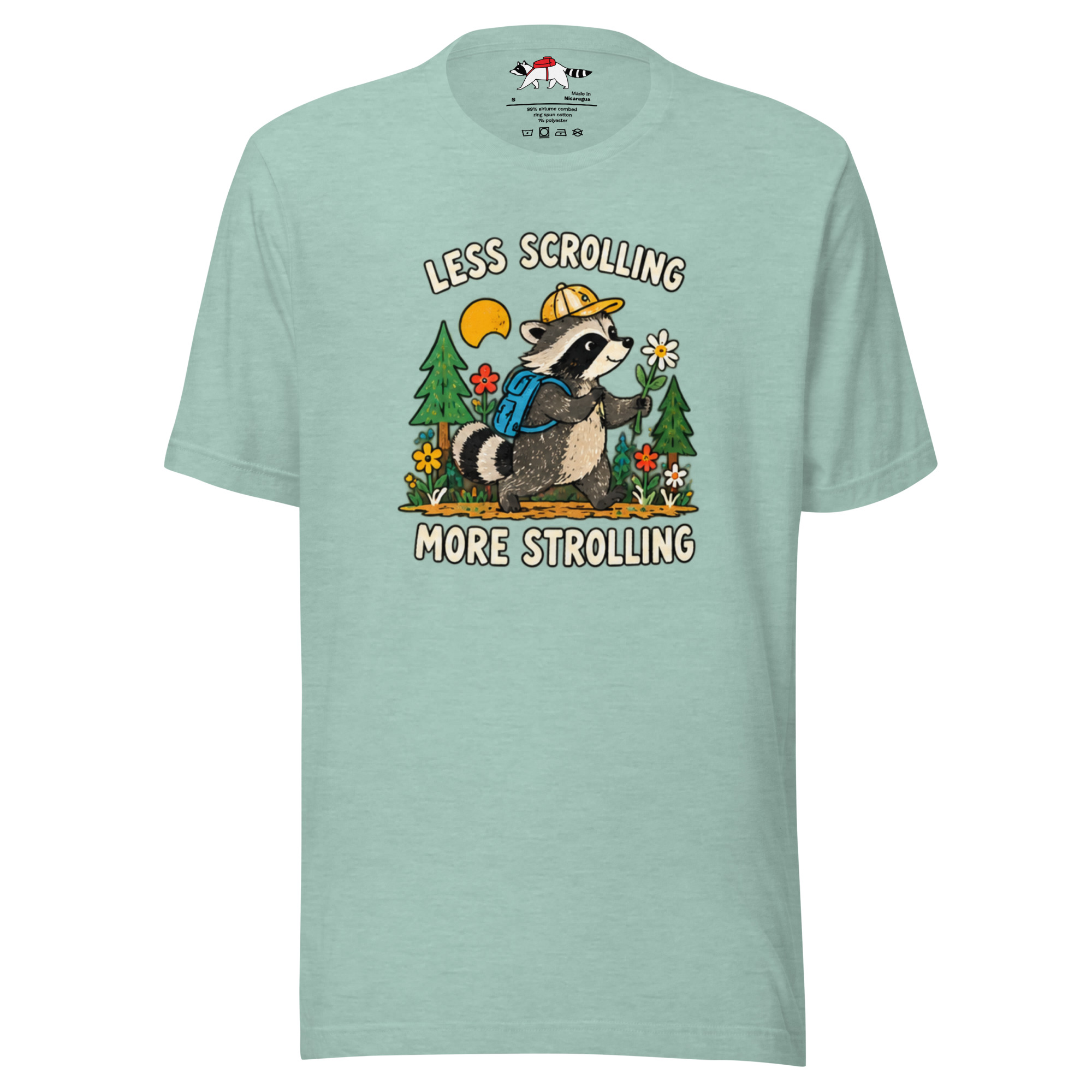 Less Scrolling More Strolling Raccoon T-Shirt - Image 10