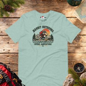 Hiking Cartoon Raccoon T-Shirt