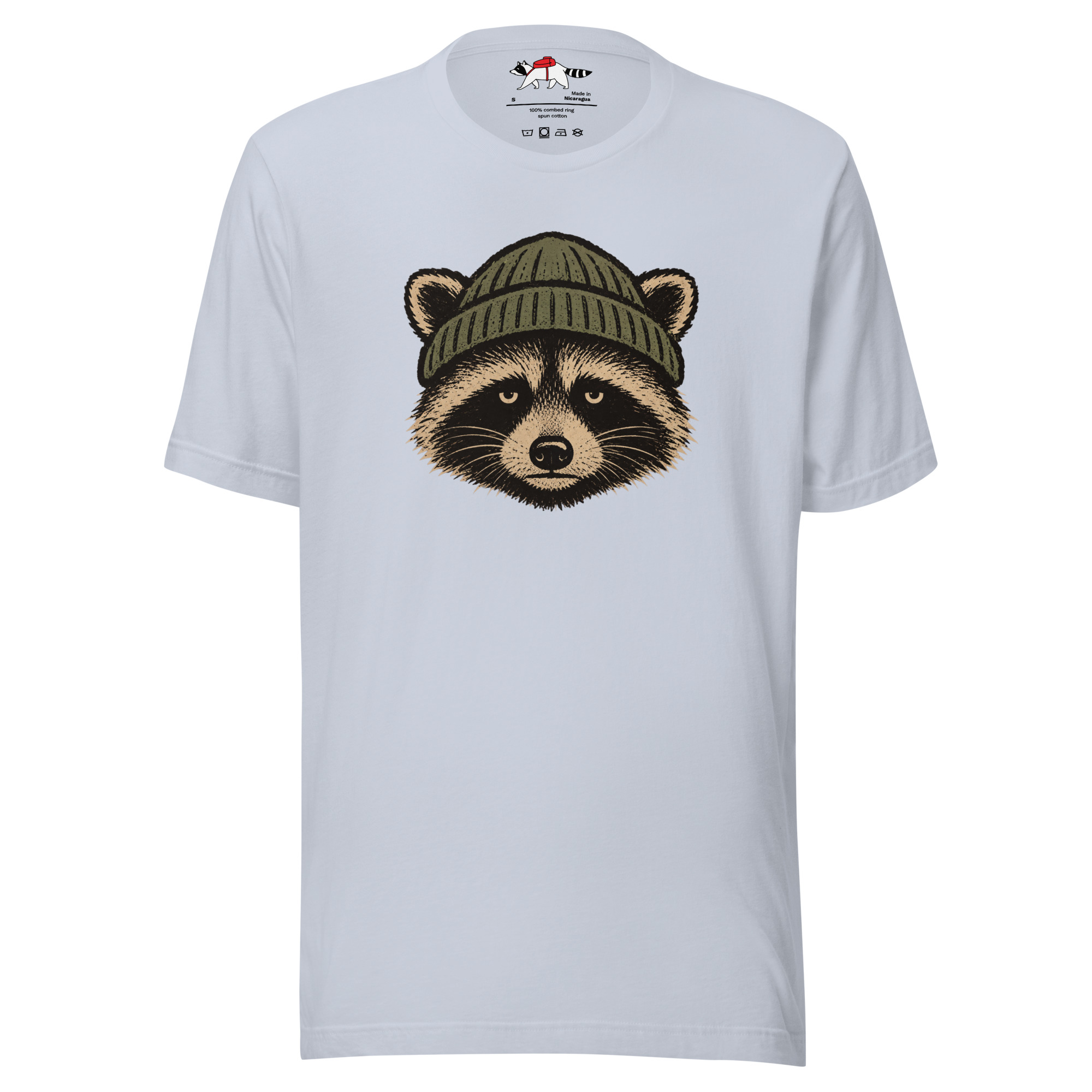 Unamused Raccoon Beanie T-Shirt - Image 6
