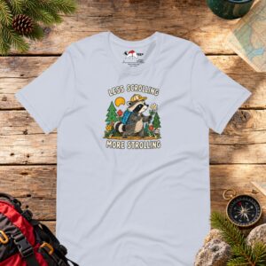 Less Scrolling More Strolling Raccoon T-Shirt