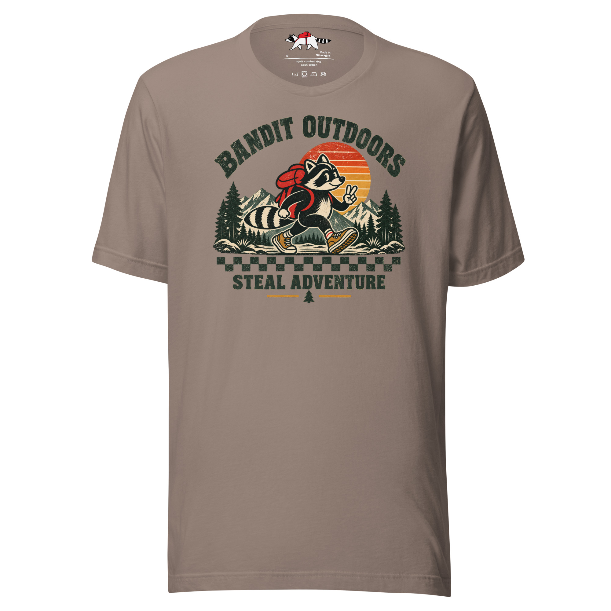Hiking Cartoon Raccoon T-Shirt - Image 8