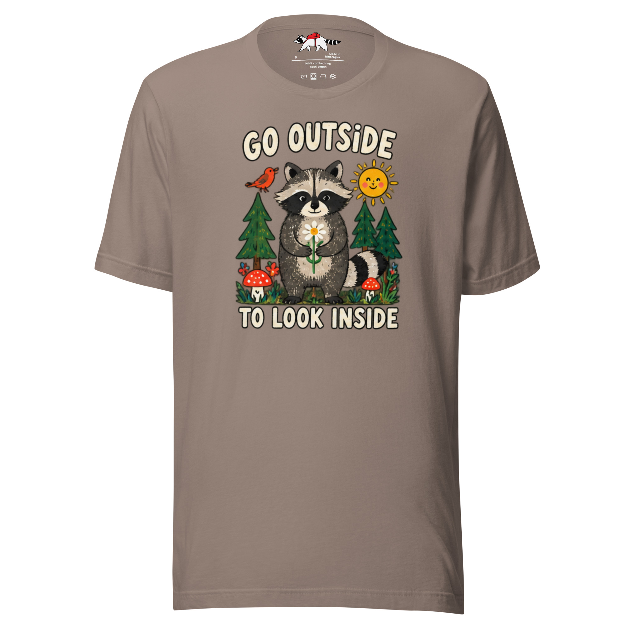 Go Outside to Look Inside Raccoon T-Shirt - Image 4