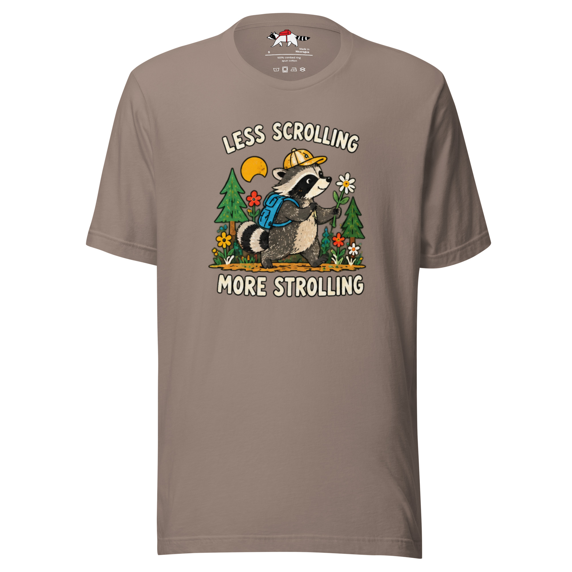 Less Scrolling More Strolling Raccoon T-Shirt - Image 7