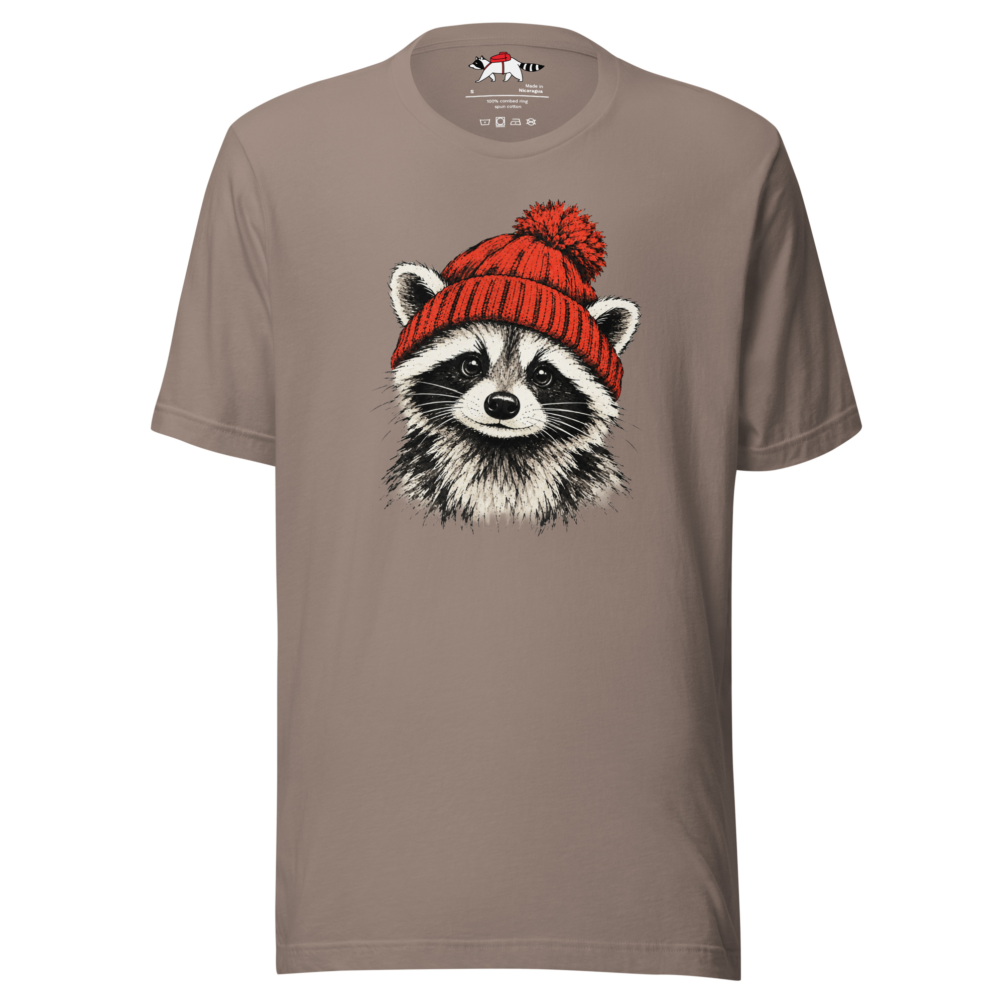 Red Beanie Raccoon T-Shirt - Image 5