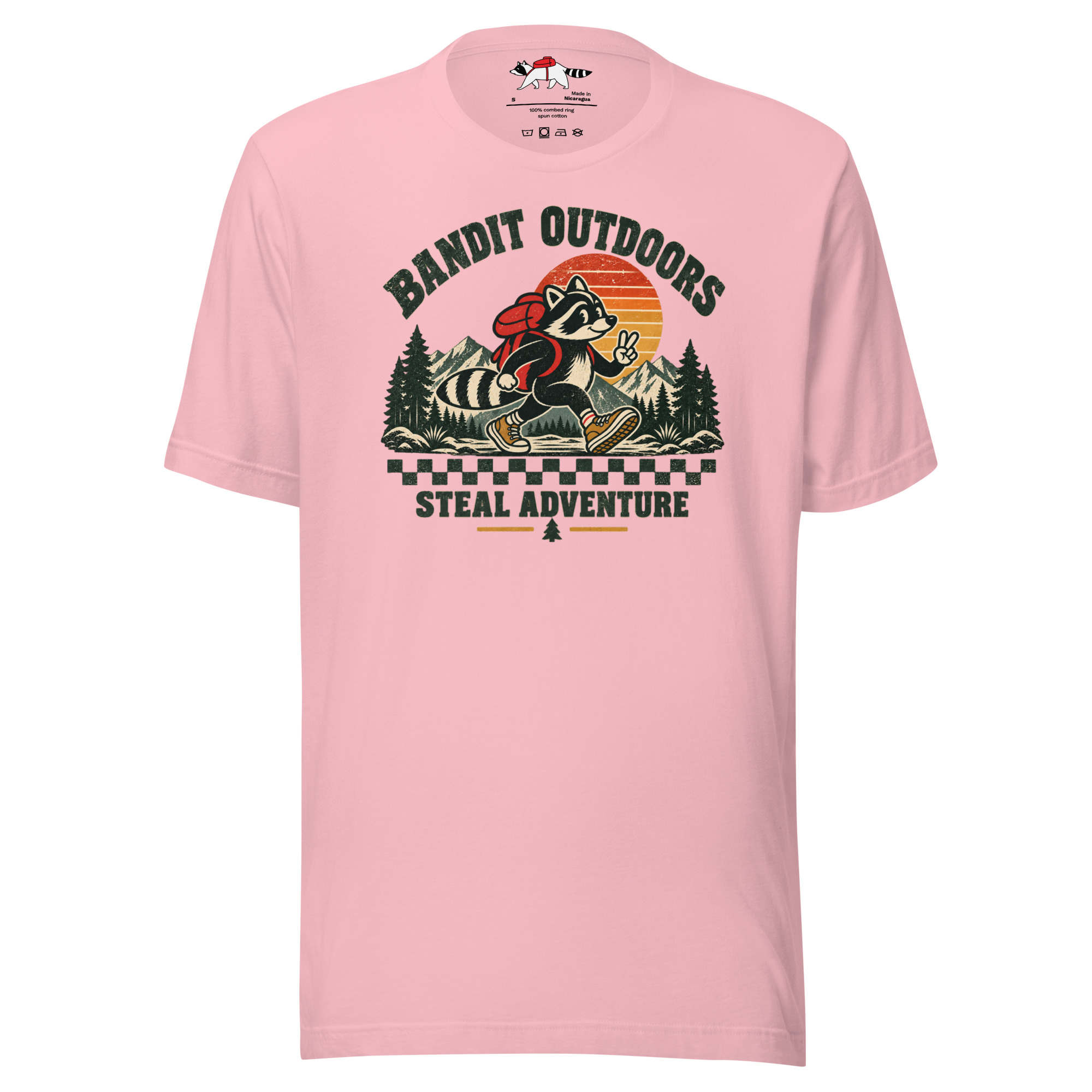 Hiking Cartoon Raccoon T-Shirt - Image 4