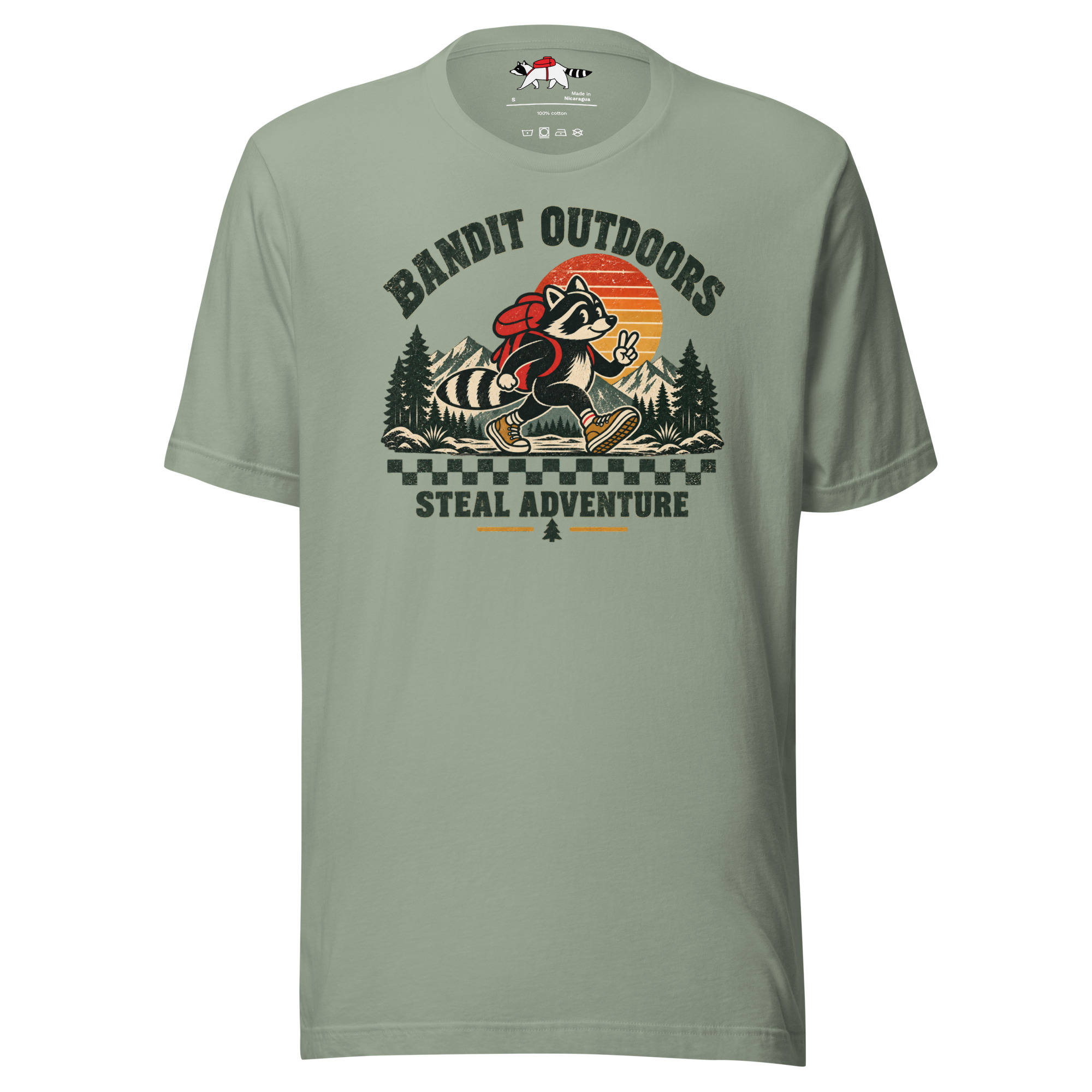 Hiking Cartoon Raccoon T-Shirt - Image 7