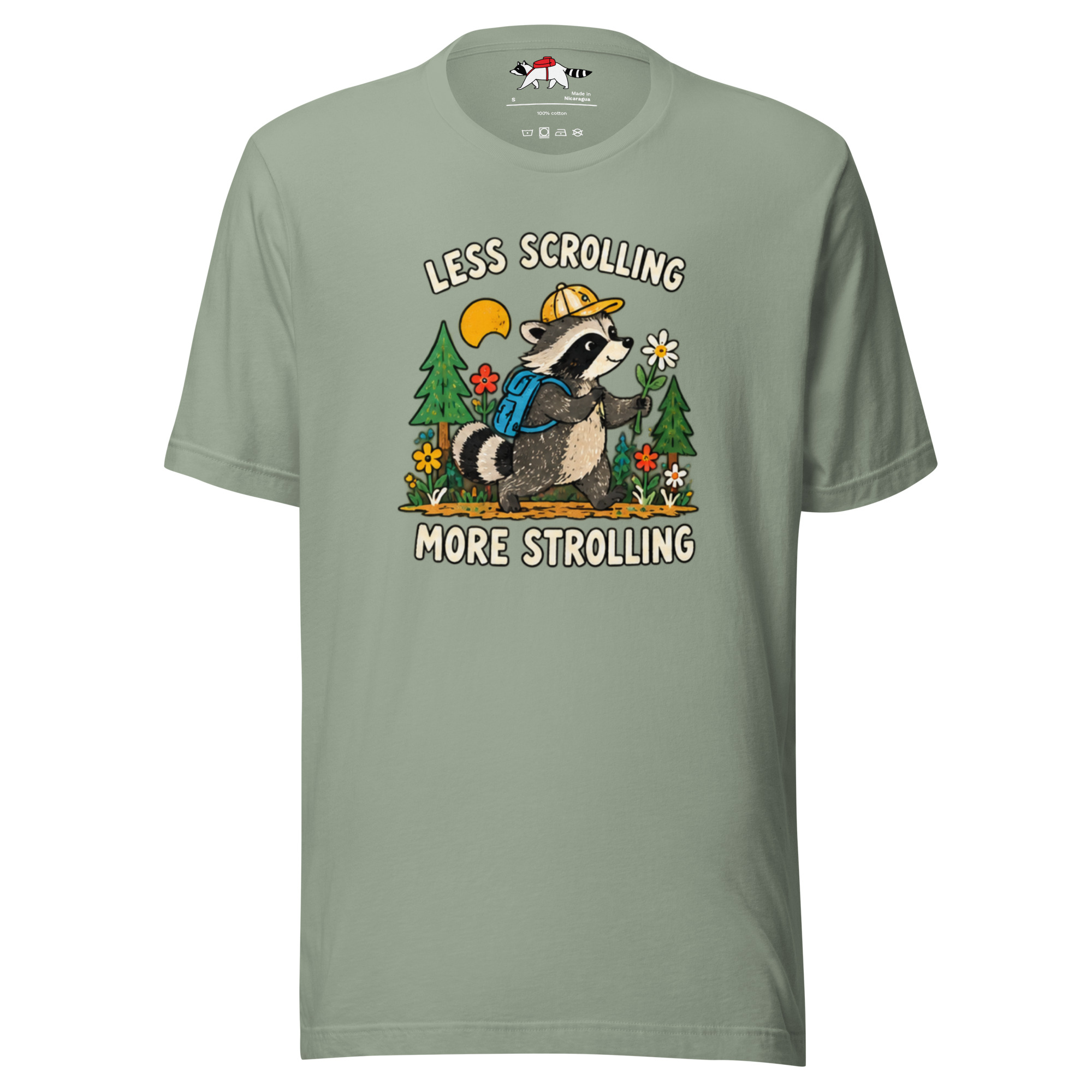 Less Scrolling More Strolling Raccoon T-Shirt - Image 8