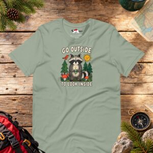 Go Outside to Look Inside Raccoon T-Shirt