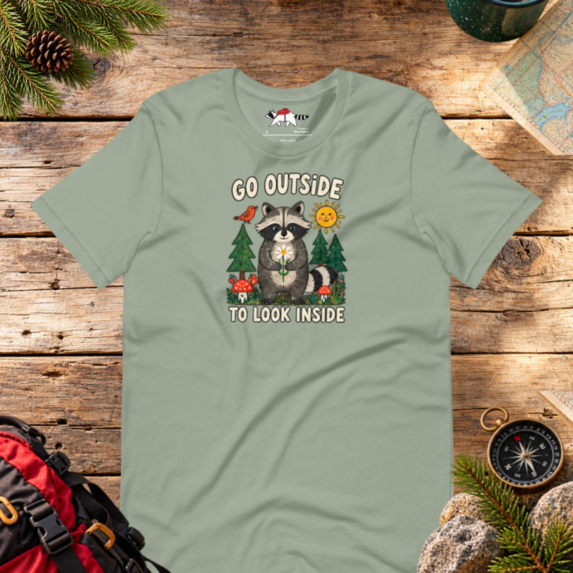 Go Outside to Look Inside Raccoon T-Shirt