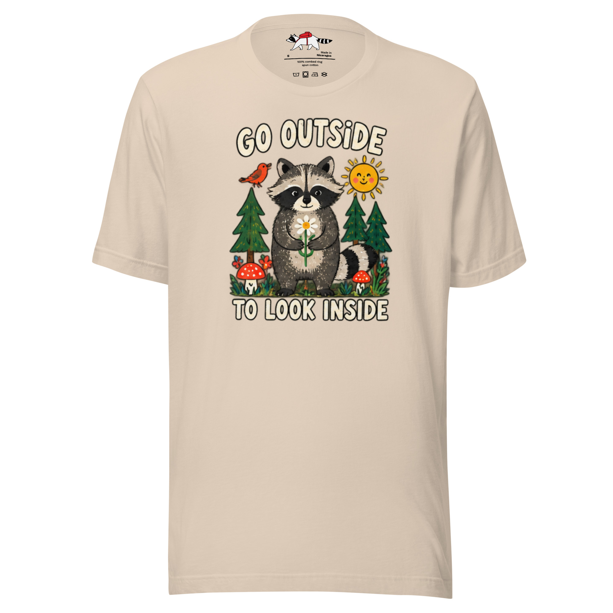 Go Outside to Look Inside Raccoon T-Shirt - Image 8