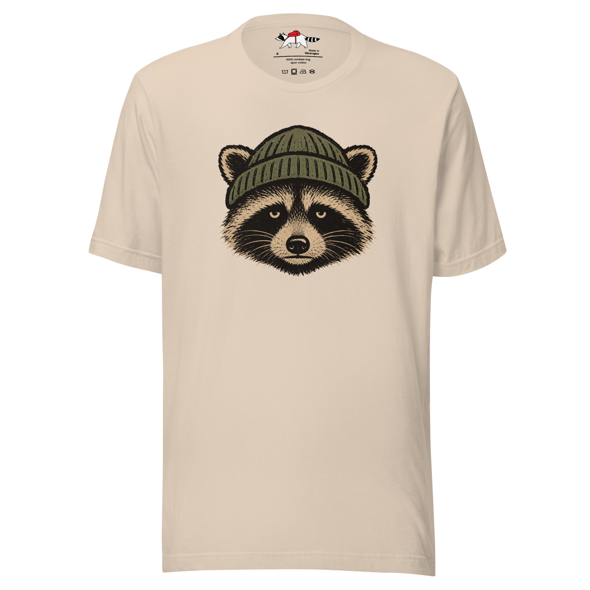 Unamused Raccoon Beanie T-Shirt - Image 7