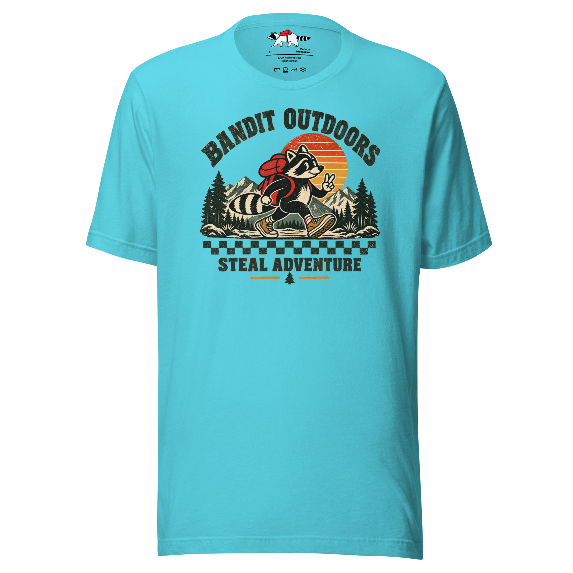 Hiking Cartoon Raccoon T-Shirt - Image 6
