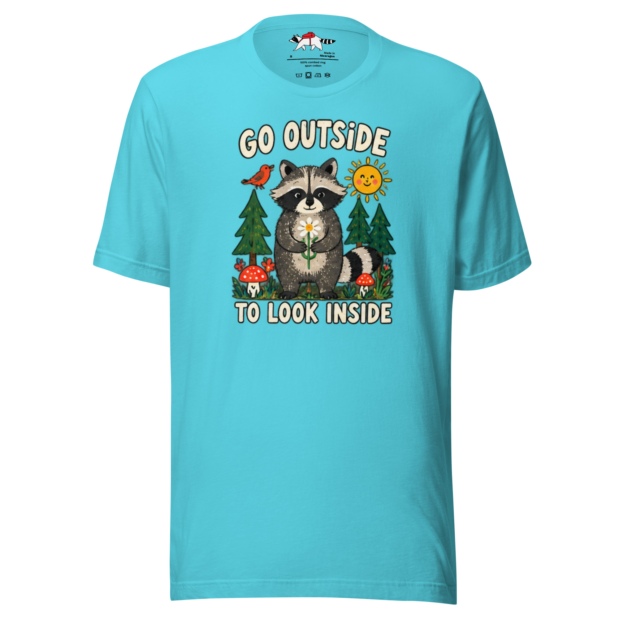 Go Outside to Look Inside Raccoon T-Shirt - Image 6