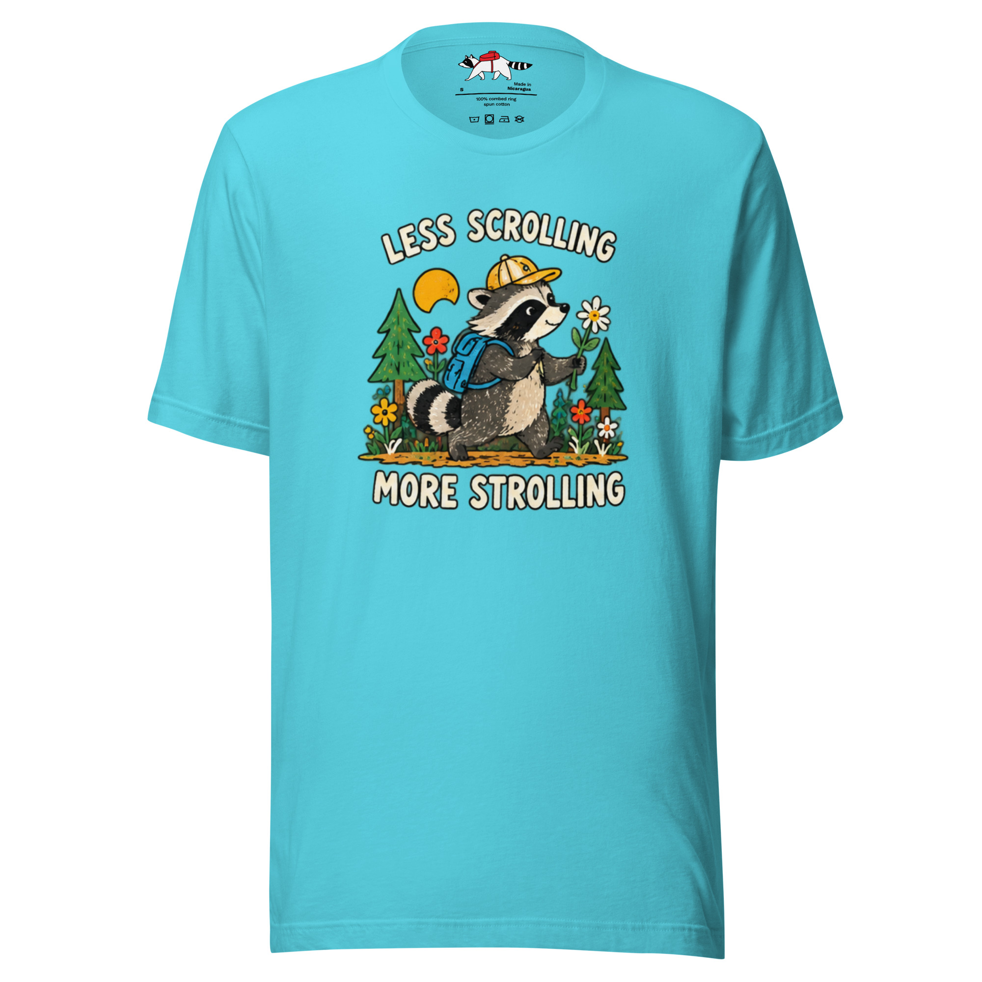 Less Scrolling More Strolling Raccoon T-Shirt - Image 9