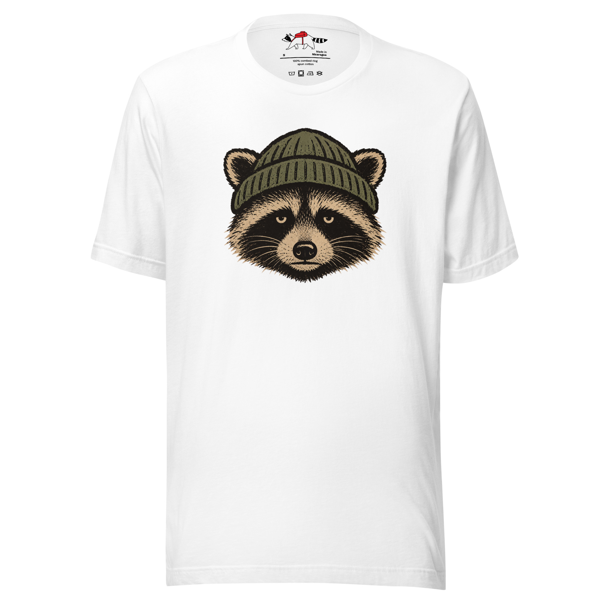 Unamused Raccoon Beanie T-Shirt - Image 9