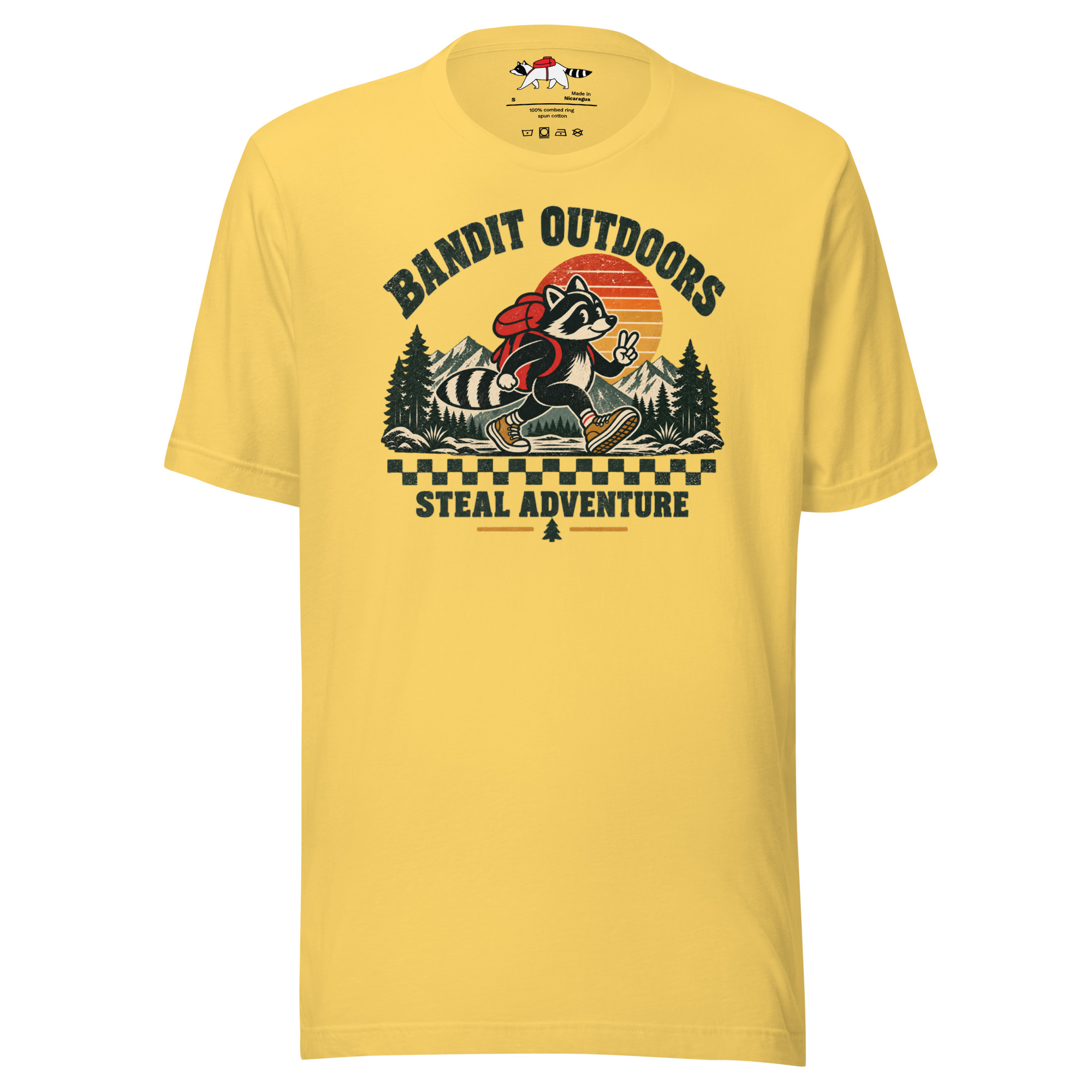 Hiking Cartoon Raccoon T-Shirt - Image 3