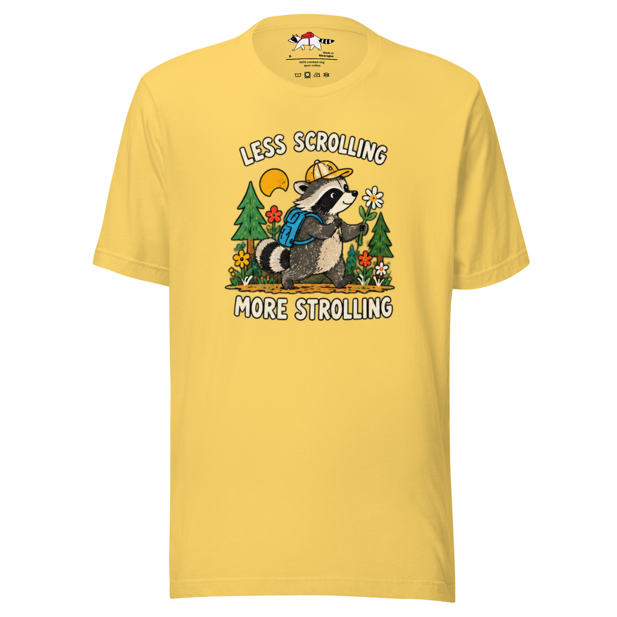 Less Scrolling More Strolling Raccoon T-Shirt - Image 3